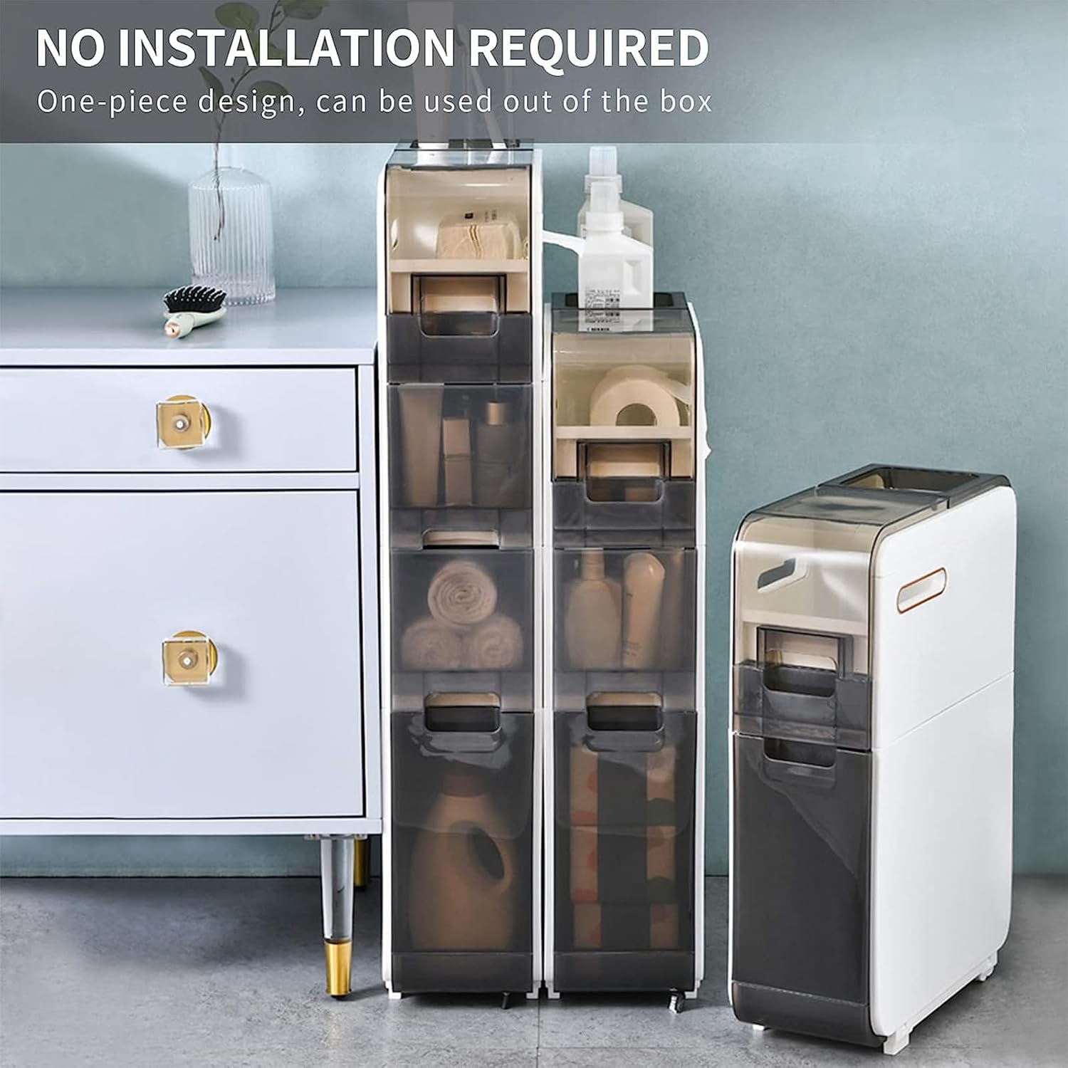 Floor-standing Bathroom Storage Cabinets Bathroom Cabinets 2/3/4-layer Bathroom Floor-standing Cabinets Vertical Storage Cabinets ()