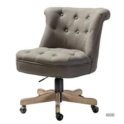 Jayden Creation Dabba Natural Leg Grey Swivel Task Chair with Tufted Back