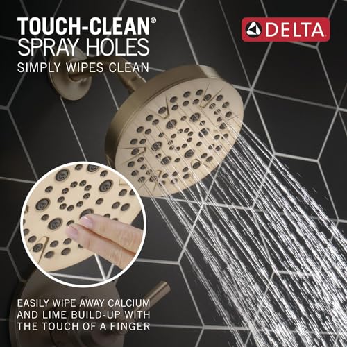Delta Faucet Saylor 3-Setting Gold Shower System Including Shower Head, Handheld Shower, Shower Handle, Shower Diverter and Shower Valve Kit, Delta Shower Trim Kit, Champagne Bronze