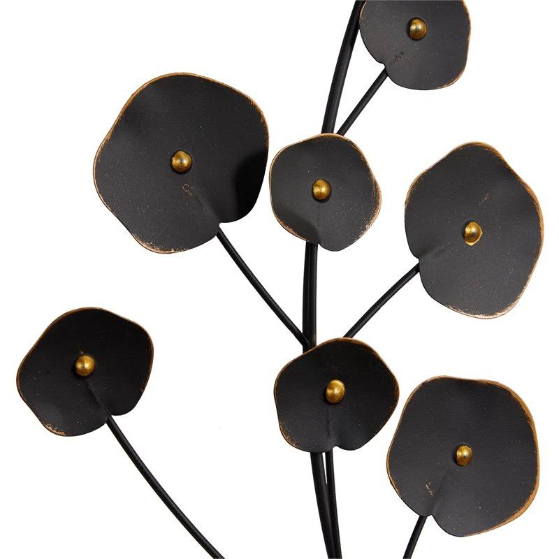 Leeds u0026 Co Black Metal Farmhouse Floral Wall Decor (Set of 2)