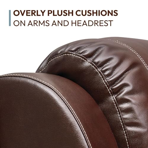 Cambridge Brown Abilene Double Reclining Loveseat for Living, Family, Game Room, Man Cave, or Office Faux Leather