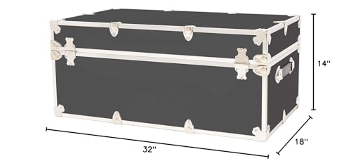 Rhino Trunk & Case Large Armor College Trunk - Secure Dorm Storage Chest - Ideal Footlocker for Students - Strong Trunks with 1000+ Pounds Sitting Capacity 32"x18"x14" (Wine)