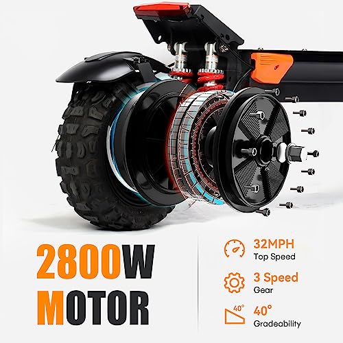 Electric Scooter for Adults High Power 2800W/5600W Dual Motors Top Speed 32/52 MPH, 60V 15/30Ah Battery 35/60 Miles Range 11" Off-Road Tire Sport E-Scooter with Seat