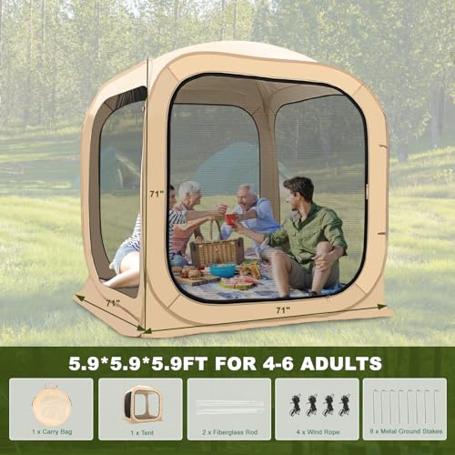 DoCred Sports Tent, Screen House Tent Instant Pop-Up Tent Shelter, Outdoor Screen Room Clear Tent Bubble Tent for Watching Sports Events, Camping, Fishing, Cheering