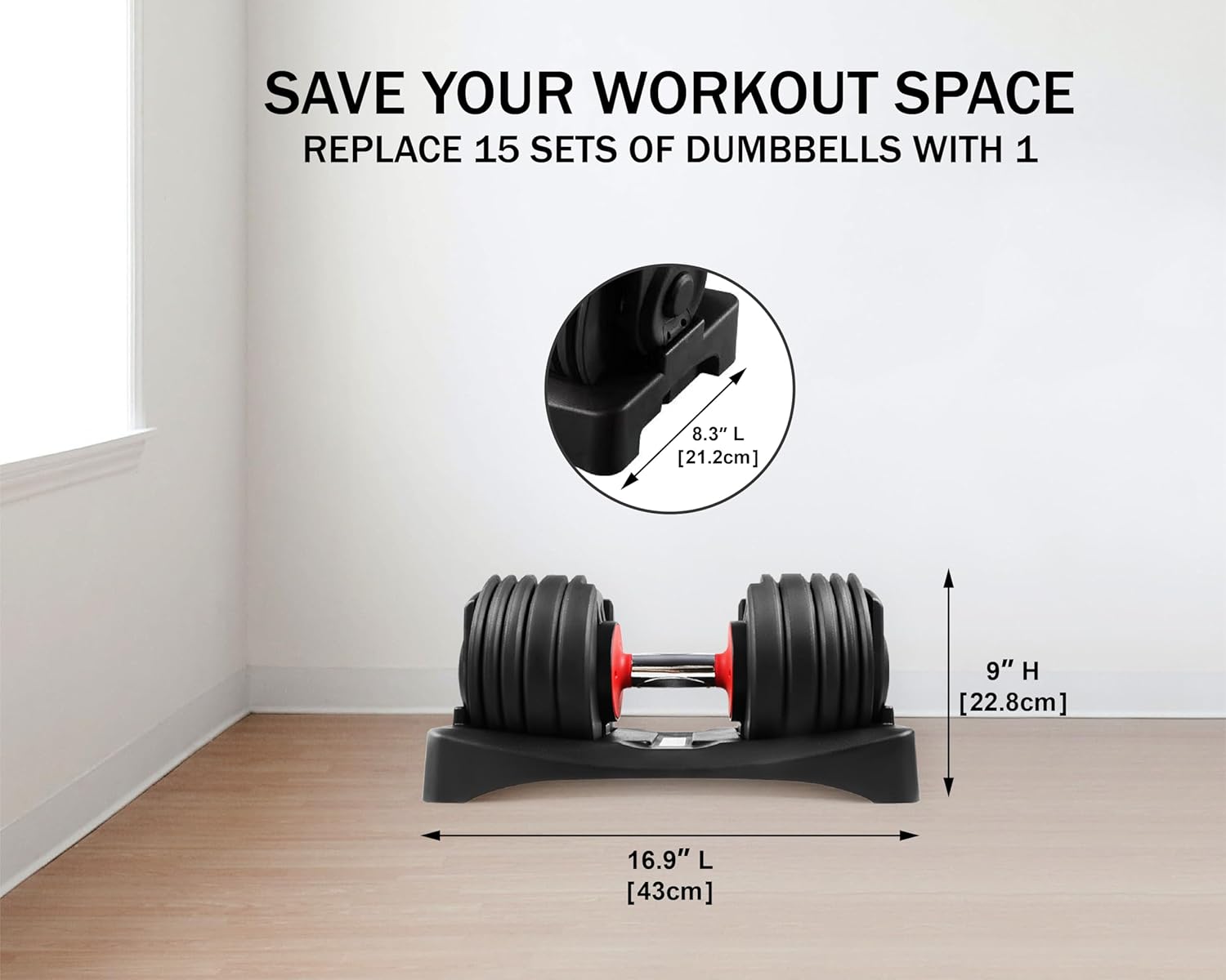 All in One Adjustable Dumbbells, Tahoe Trails Dumbbell Set from 5.5-55 lbs, Adjustable Weights by Turning Handle, 15 in 1 Dumbbells for Home Gym Exercise and Fitness Full Body Workout Fitness
