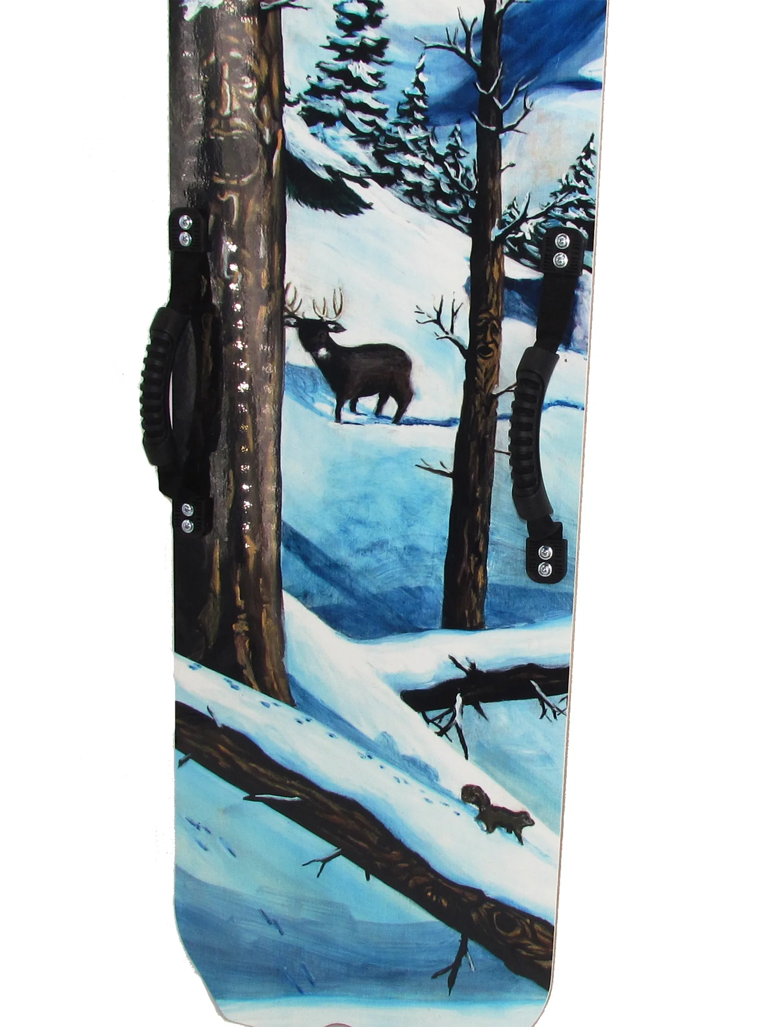 Humanity High Performance 5' wooden Snow Sled, toboggan with rope, handles and a snowboard plastic surface