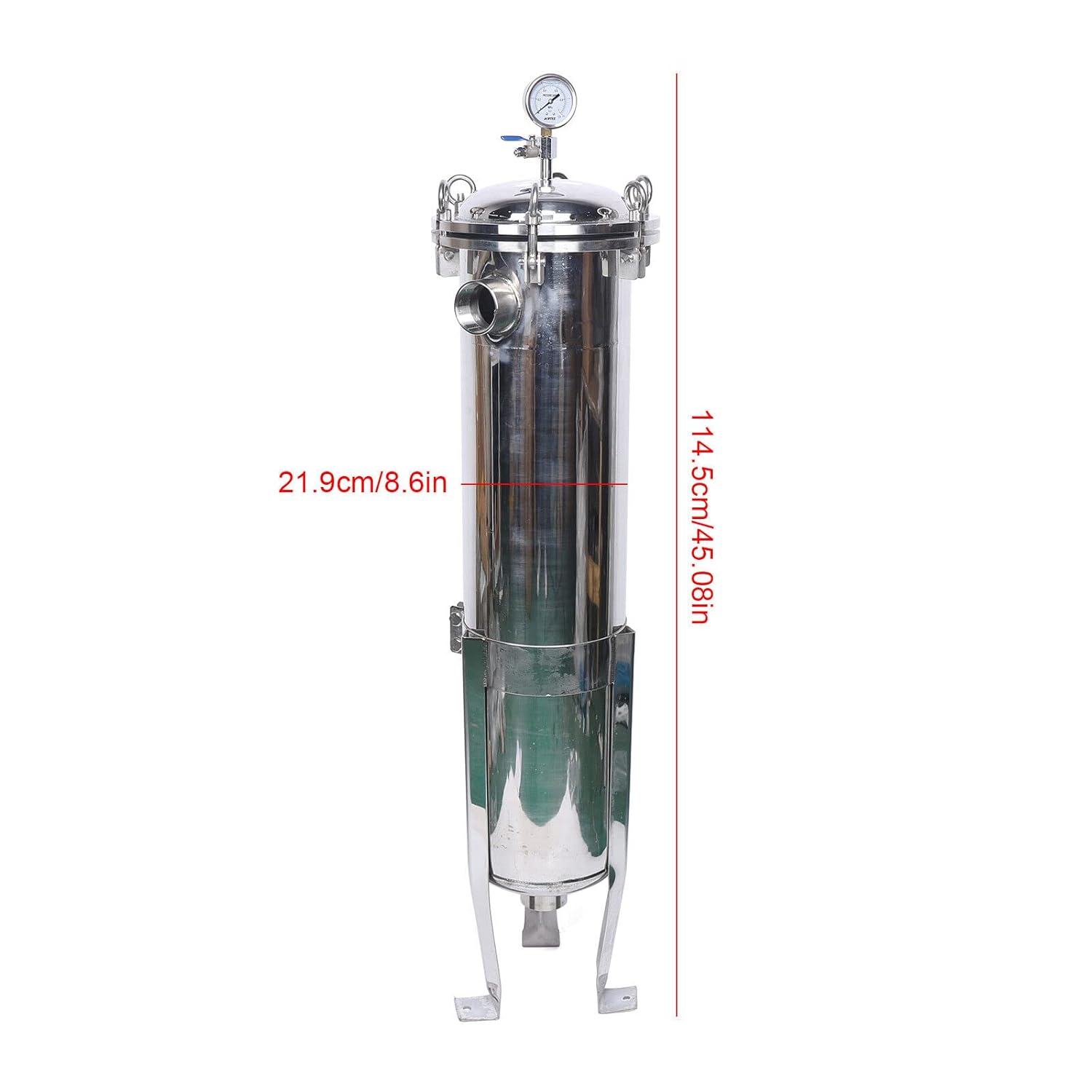 2" NPT Bag Filter Housing 304 Stainless Steel Max 150 Psi in/Out #2 Bag with mesh Used for Drinking Water, Wastewater, Diesel, Paint, Beverages Cooking Oil Alcohol, etc.