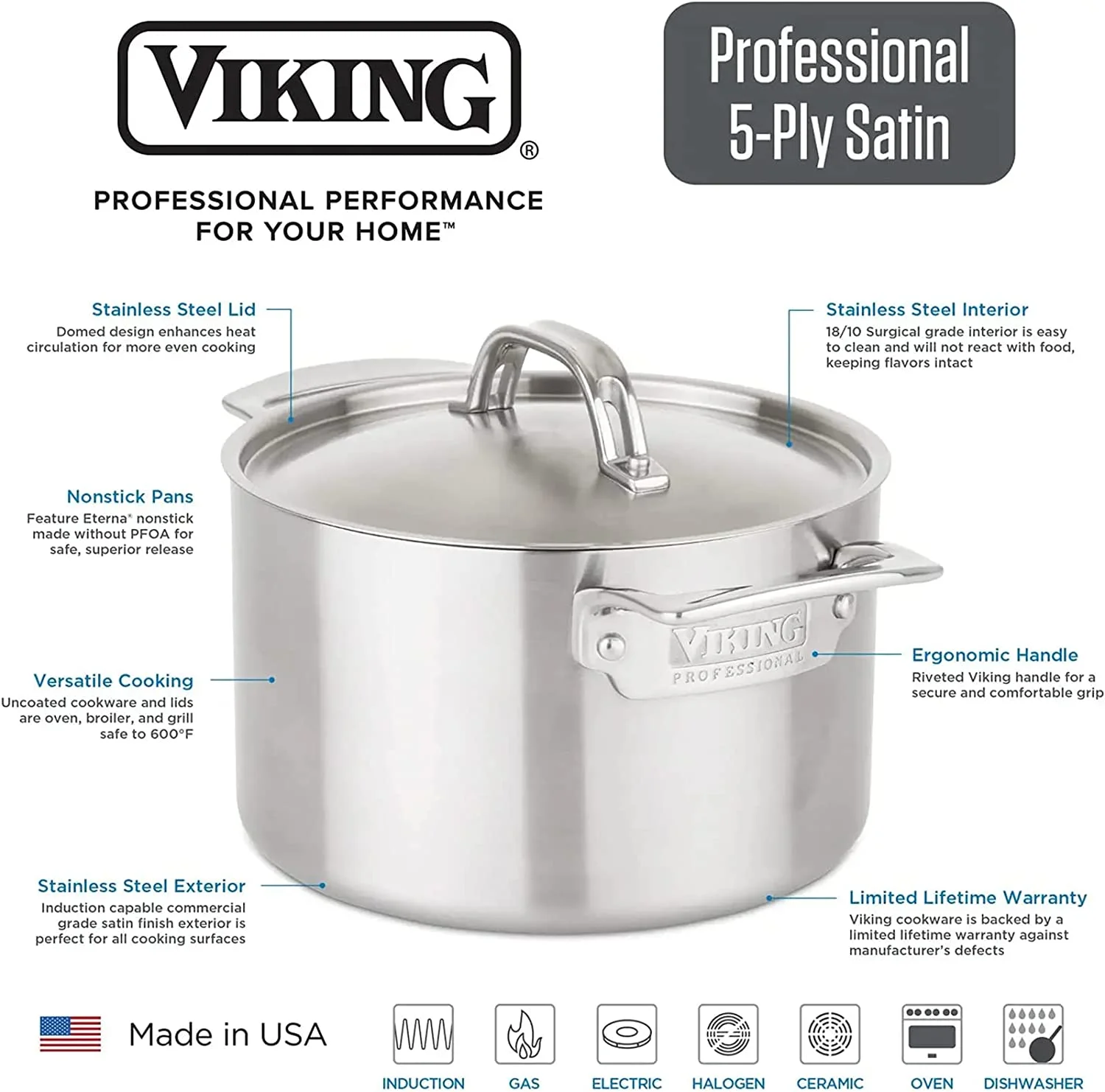 Viking Professional 5-Ply Stainless Steel Cookware Set  10 Piece