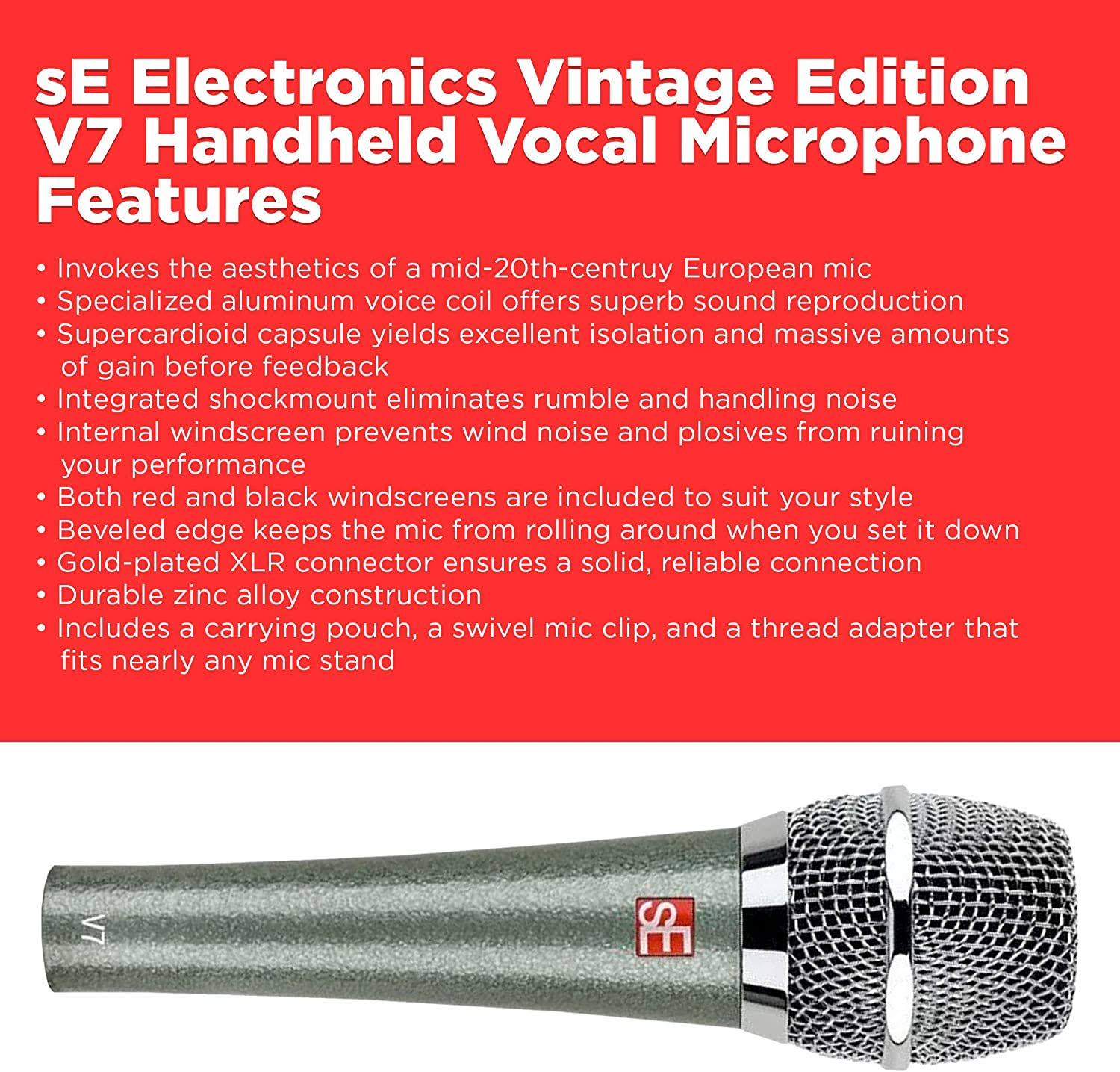 SE Electronics - V7 Dynamic Vocal Microphone - Vintage Edition
