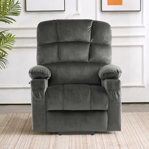 MCombo Large Dual Motor Power Lift Recliner Chair for Elderly, Massage and Heat, Lay Flat, Zero Gravity, Home Button, USB Port, Fabric 7680 (Large, Beige)