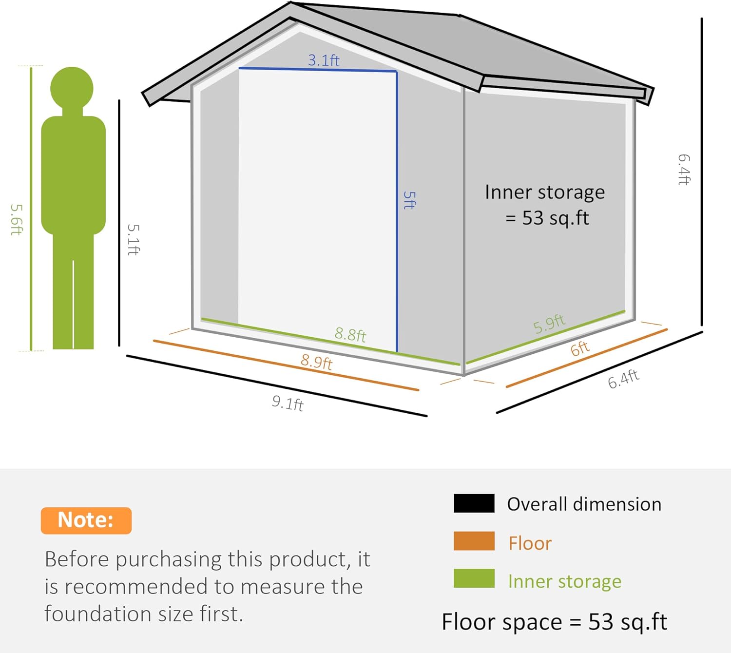 Outsunny 9' x 6' Outdoor Backyard Metal Garden Utility Storage Shed - Gray/White