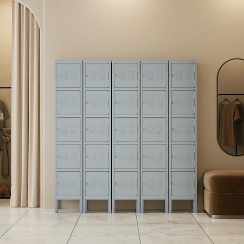 Metal Storage Locker, Metal Locker with 3 Doors, 66" Tall Steel Storage Lockers for Employees, Locker Storage Cabinets Organizer for School, Gym, Home Office, Staff