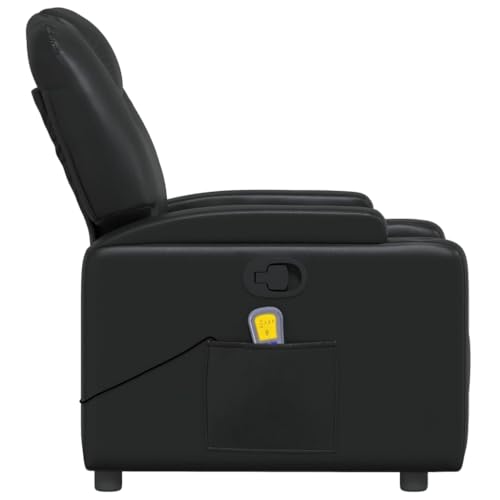 Massage Recliner Chair Black Faux Leather,6Point Vibration Massage Recliner Chair with Faux Leather Upholstery for Ultimate Comfort Living Room Armchairs, Recliners & Sleeper Chairs