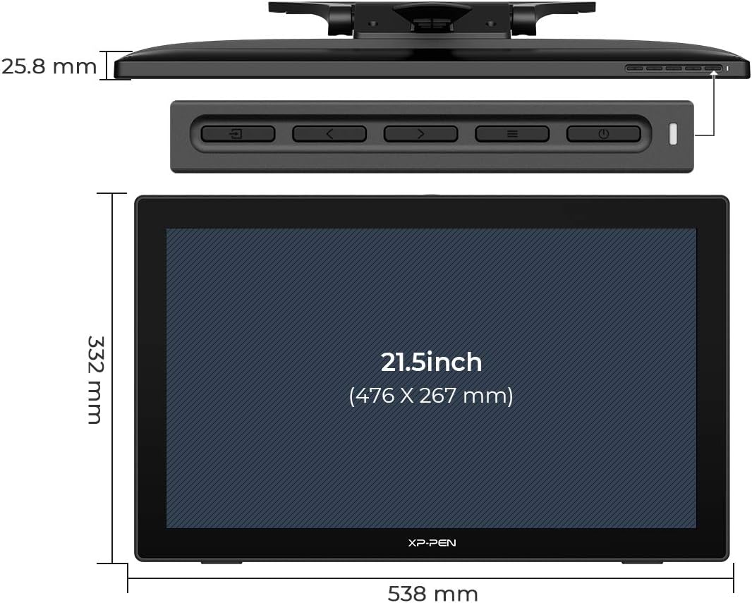 XP-PEN Drawing Tablet with Screen 21.5" Drawing Monitor Digital Graphics Tablet with Tilt Function and Red Dial (8192 Levels Pen Pressure, 122% sRGB) Artist 22 2nd