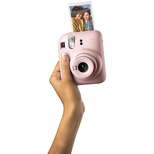 Fujifilm Instax Mini 12 Instant Camera + MiniMate Accessory Bundle & Compatible Custom Case + Fuji Instax Film Value Pack (50 Sheets) Flamingo Designer Photo Album (Clay White)