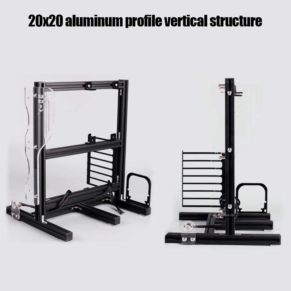 PUSOKEI M-ATX/ATX/ITX Motherboard Chassis DIY Set,Computer Aluminum Open Air Frame Chassis Case, Vertical Overclocking Open Aluminum Frame Chassis Rack,Good Heat Dissipation(Black)
