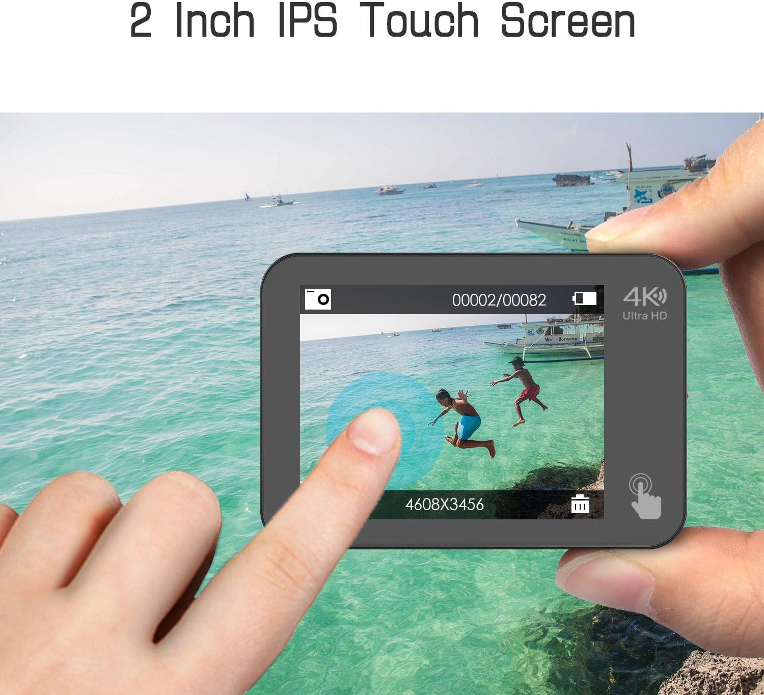 Waterproof Action Camera 4K 60FPS 20MP Underwater Camera Camcorder 40M 170 ° Wide Angle Camera with Touch Screen Stabilizer 2 Rechargeable 1350 Batteries and Accessories Kit