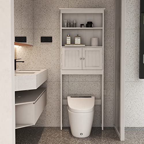 Wooden Bathroom Floor Cabinet Freestanding Storage Cabinet with a Adjustable Shelf for Office,Living Room,Kitchen Room,Entryway,Bedroom or Casual Occasions (White, 2 Doors with 1 Drawer)