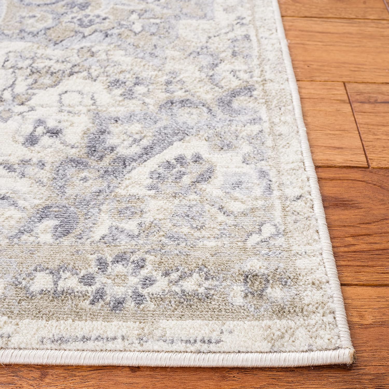 SAFAVIEH Brentwood Collection Area Rug - 9' x 12', Ivory & Beige, Medallion Distressed Design, Non-Shedding & Easy Care, Ideal for High Traffic Areas in Living Room, Bedroom (BNT802B)