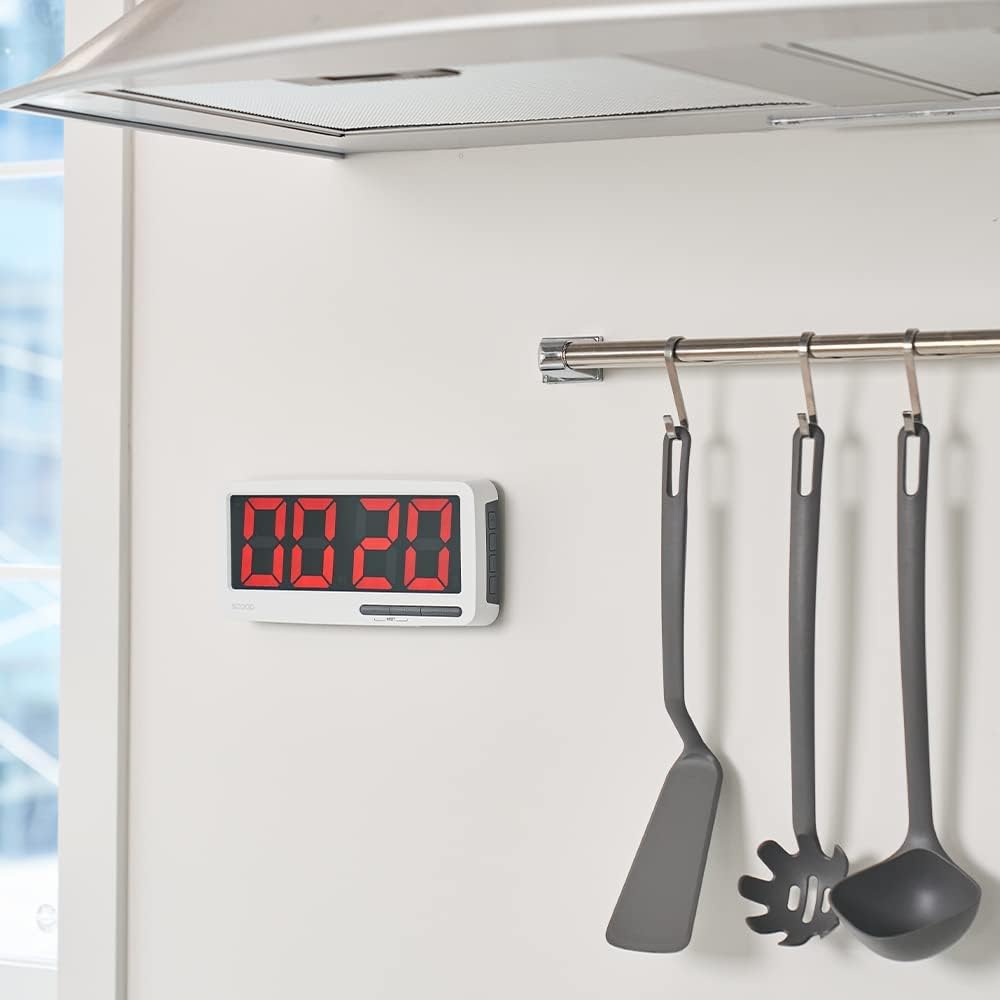 i-Scream LED Big Timer - 7.3" Extra Large Display Digital Timer with 3 Brightness and Volume Levels, Battery Powered Magnetic Countdown Timer for Kitchen, Cooking, Classroom, Kids and Teachers Pack of 2