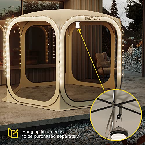 EAST OAK Screen House Tent Pop-Up, Portable Screen Room Canopy Instant Screen Tent 10 x 10 FT with Carry Bag for Patio, Backyard, Deck & Outdoor Activities, Beige