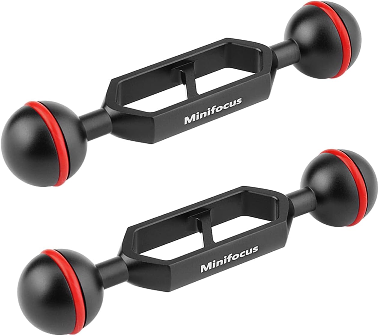 MINIFOCUS Double 1�� Ball Arm 5'' Scalable Aluminum Alloy Underwater CNC Arm System Connector Ball Head Extension for Strobe/Video Light/Diving Camera Tray, Waterproof and Rustproof