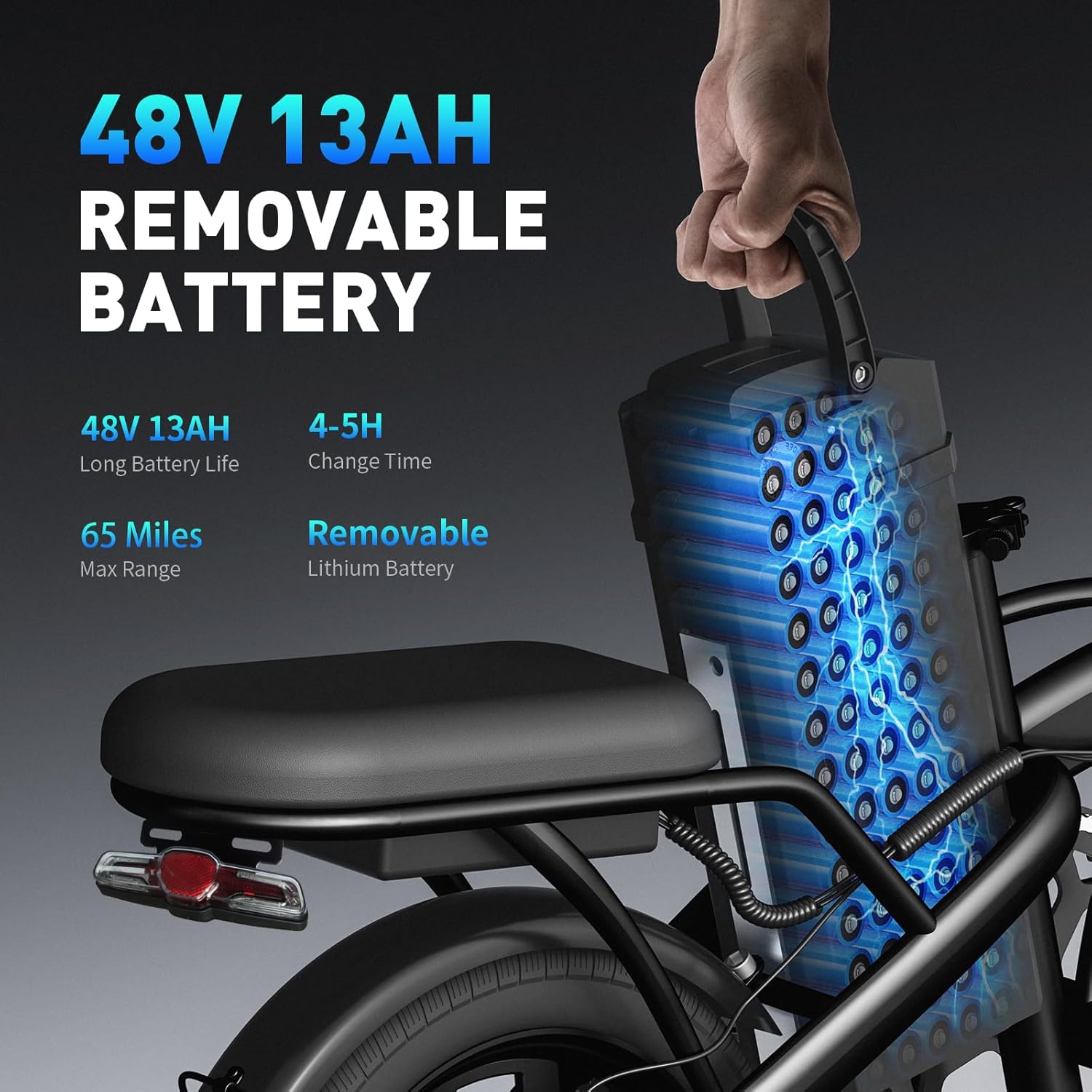 RANHOT Folding Electric Bike for Adult, Powerful 750W Brushless Motor Folding Ebike, 20MPH Top Speed UP to 65 Miles, 14" Adult Electric Bicycle with 48V 13AH Removable Battery for City Commuter