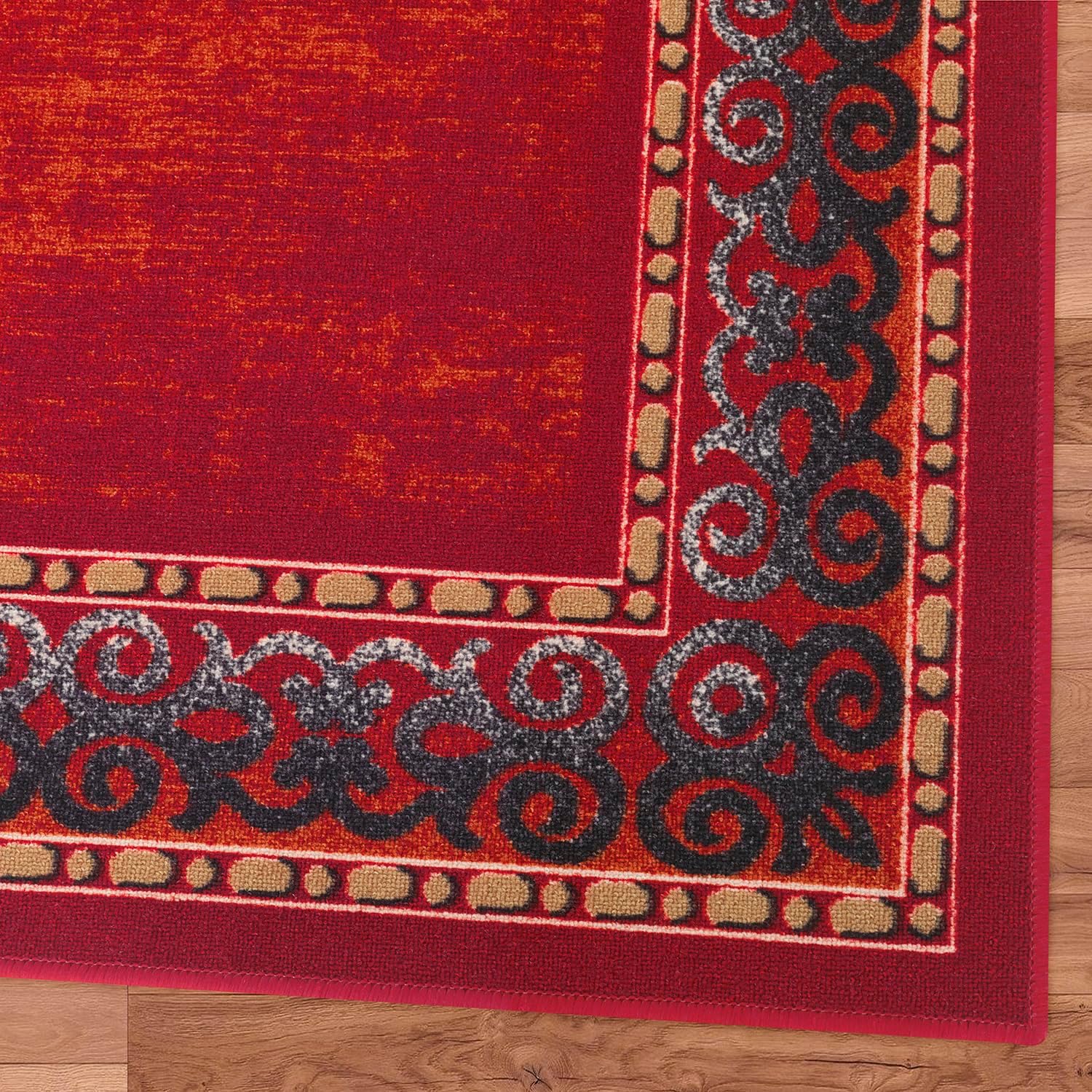 Antep Rugs Alfombras Bordered Modern 8x10 Non-Slip (Non-Skid) Low Pile Rubber Backing Indoor Area Rug (Maroon Red, 7'10" x 10')