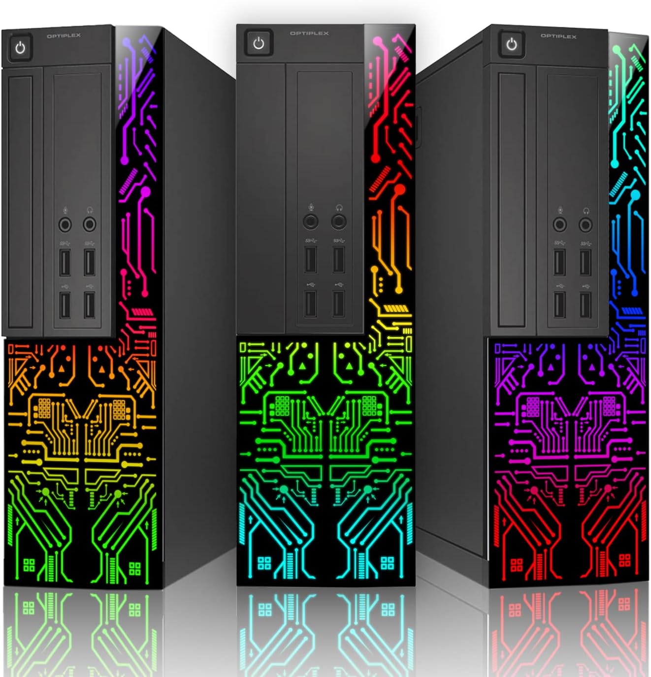 Dell OptiPlex Desktop Customized RGB Lights Computer, Intel i5 Quad-Core Processor 3.20GHz, 8GB RAM, 256GB SSD, DisplayPort, Wi-Fi, Windows 10 - (Renewed)