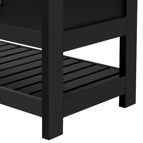 60" Hall Tree with Bench and Shoe Storage, 3-in-1 Entryway Ottoman with Coat Rack and Adjustable Shelf for Mudroom,Hallway, Easy Assembly,Black, 60 Inch W