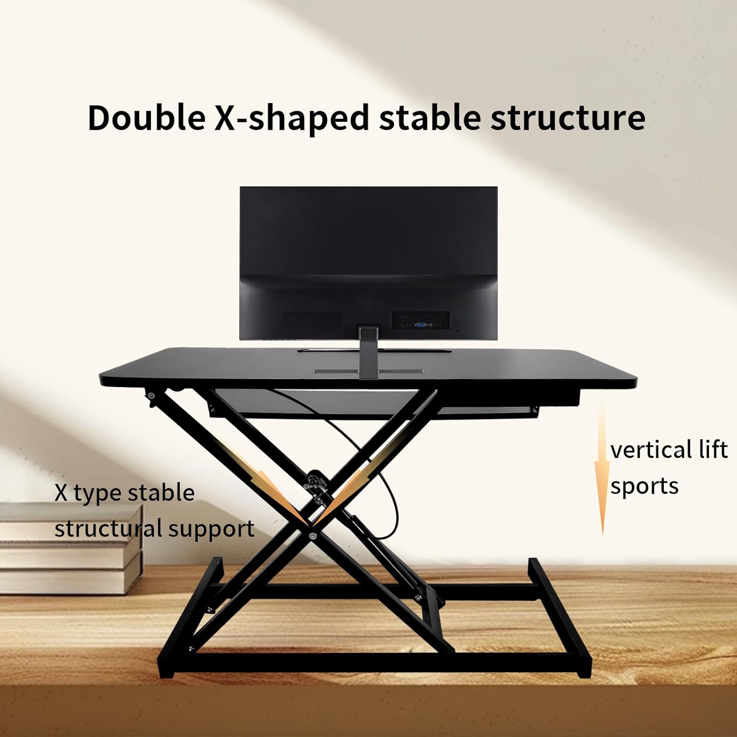 Standing Desk Converter, Stand Up Desk Riser, 32" Height Adjustable Dual-Layer Sit to Stand Desk, Desk Riser with Keyboard Tray for Home, Office, Laptop Workstation
