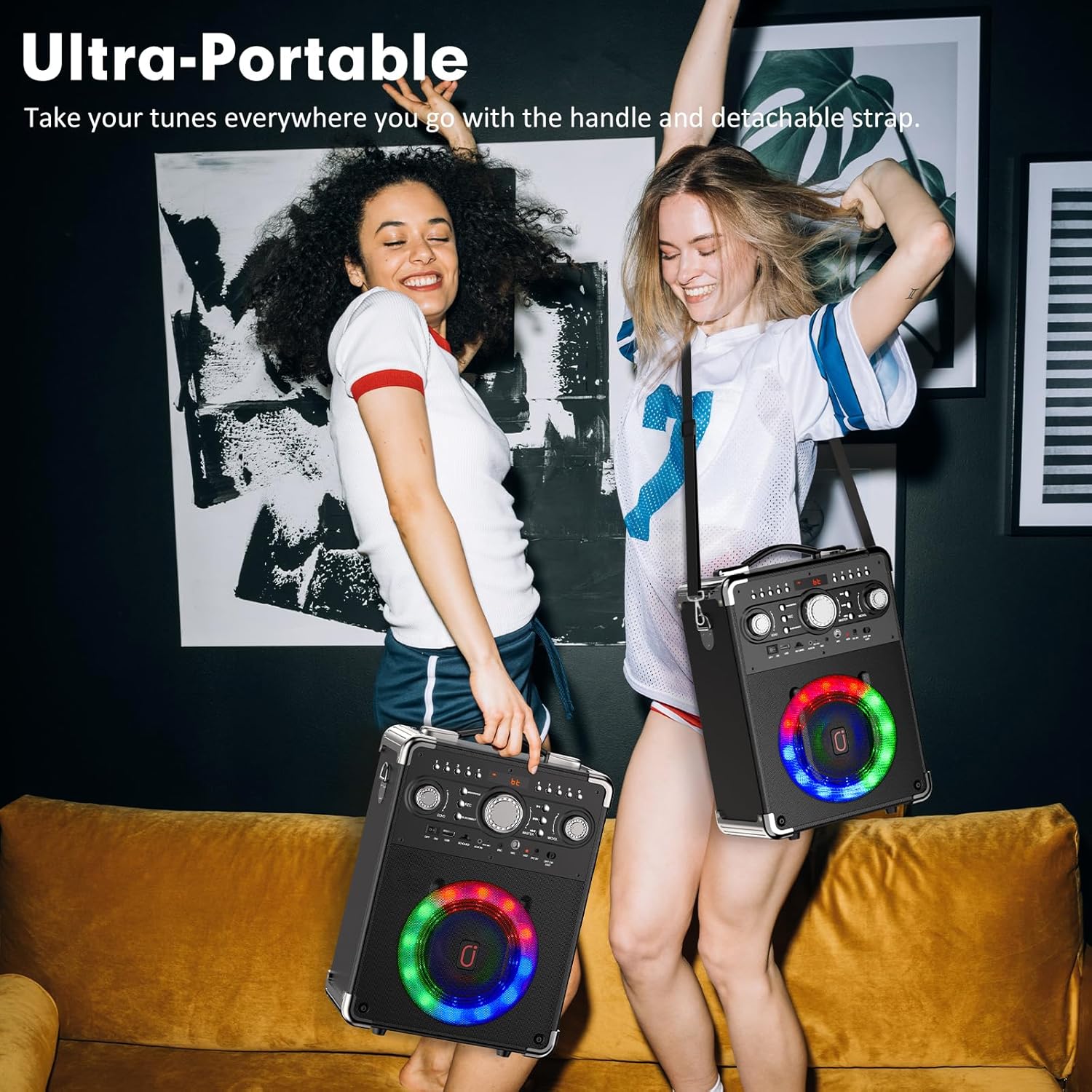 Karaoke Machine, Bluetooth Speaker with 3 Wireless Microphones, Portable PA System for Party/Adults/Kids with Disco Lights & Remote Contro, Support TWS/USB/TF Card/AUX/REC S8-T