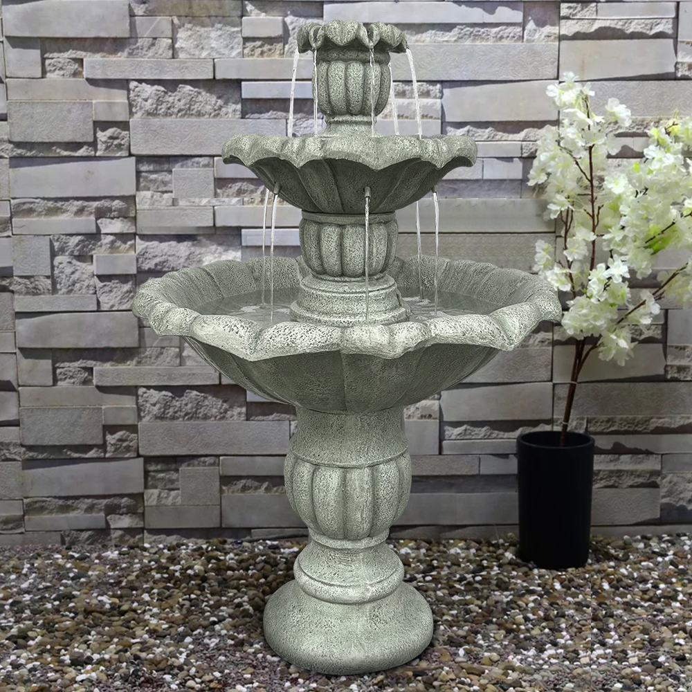 Willwolfer 35'' H 3-Tier Outdoor Water Fountain - With Submersible Electric Pump- Garden Cascading Waterfall for Yard Patio Lawn Home Decor