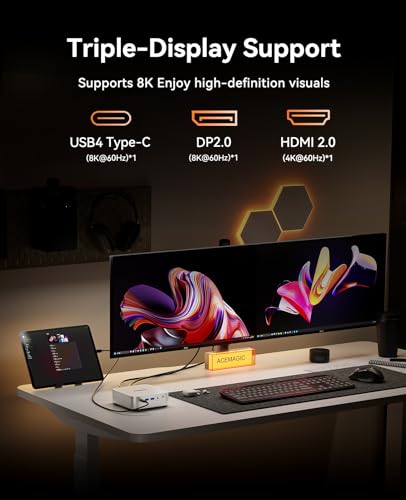 ACEMAGICIAN Mini Gaming PC AMD Ryzen 7 6800H Mini PC 16GB DDR5 512GB SSD Mini Computers (8C/16T, up to 4.7GHz), 4K Triple Display Mini Desktop Computers 3.2 Type-C/LAN 2.5G/BT5.2/WiFi 6/Dual Channel