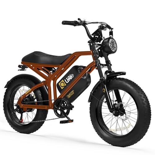 Electric Bike for Adults-1500W Peak Motor 20" Fat Tires 28MPH(Unlock to 35MPH) EBike Moped, 624-1248Wh Removable Battery Bicycle, with Dual Suspension & Brakes Motorcycle, 7-Speed,Spark