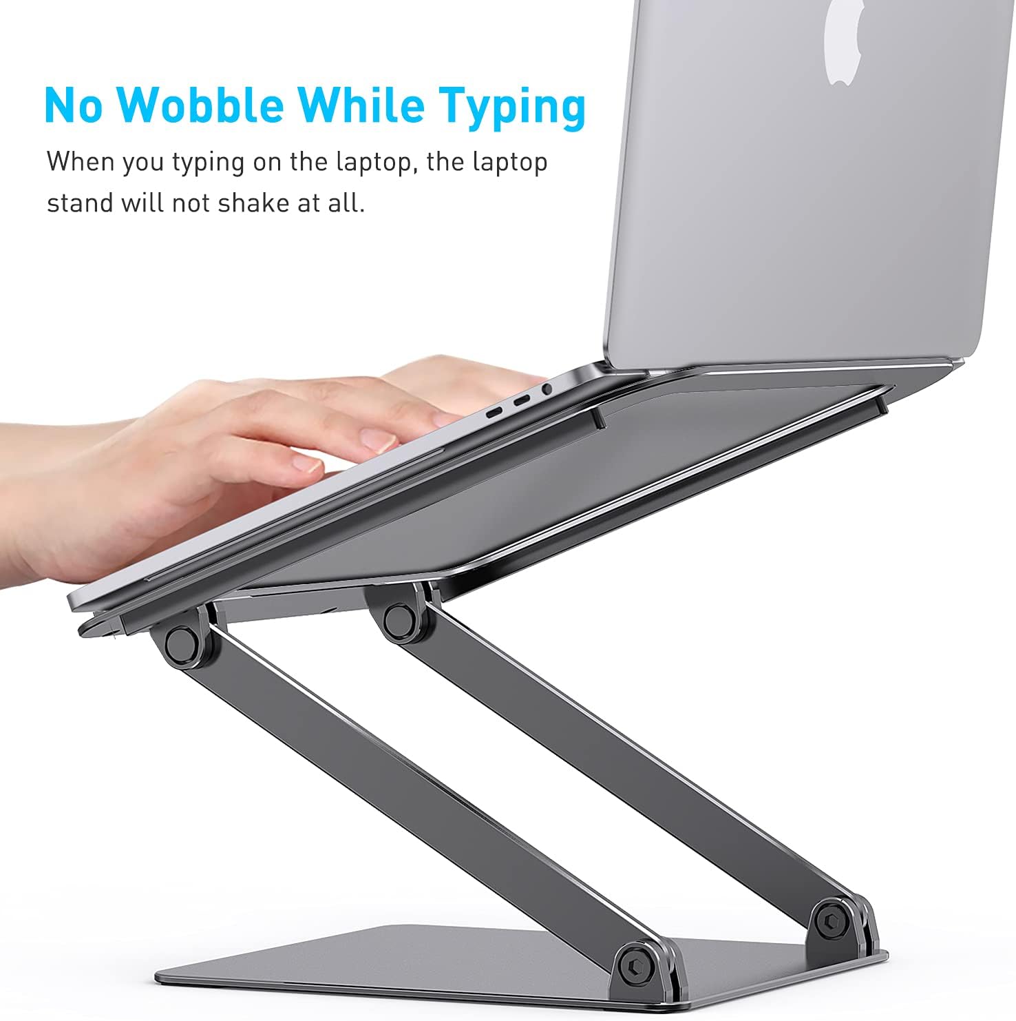 Almoz Laptop Stand, Aluminum Computer Riser, Ergonomic Adjustable Height Laptop Stand for Desk, Portable Elevate Laptop Riser Compatible with All Laptop 10-17.3 Inches, Space Grey