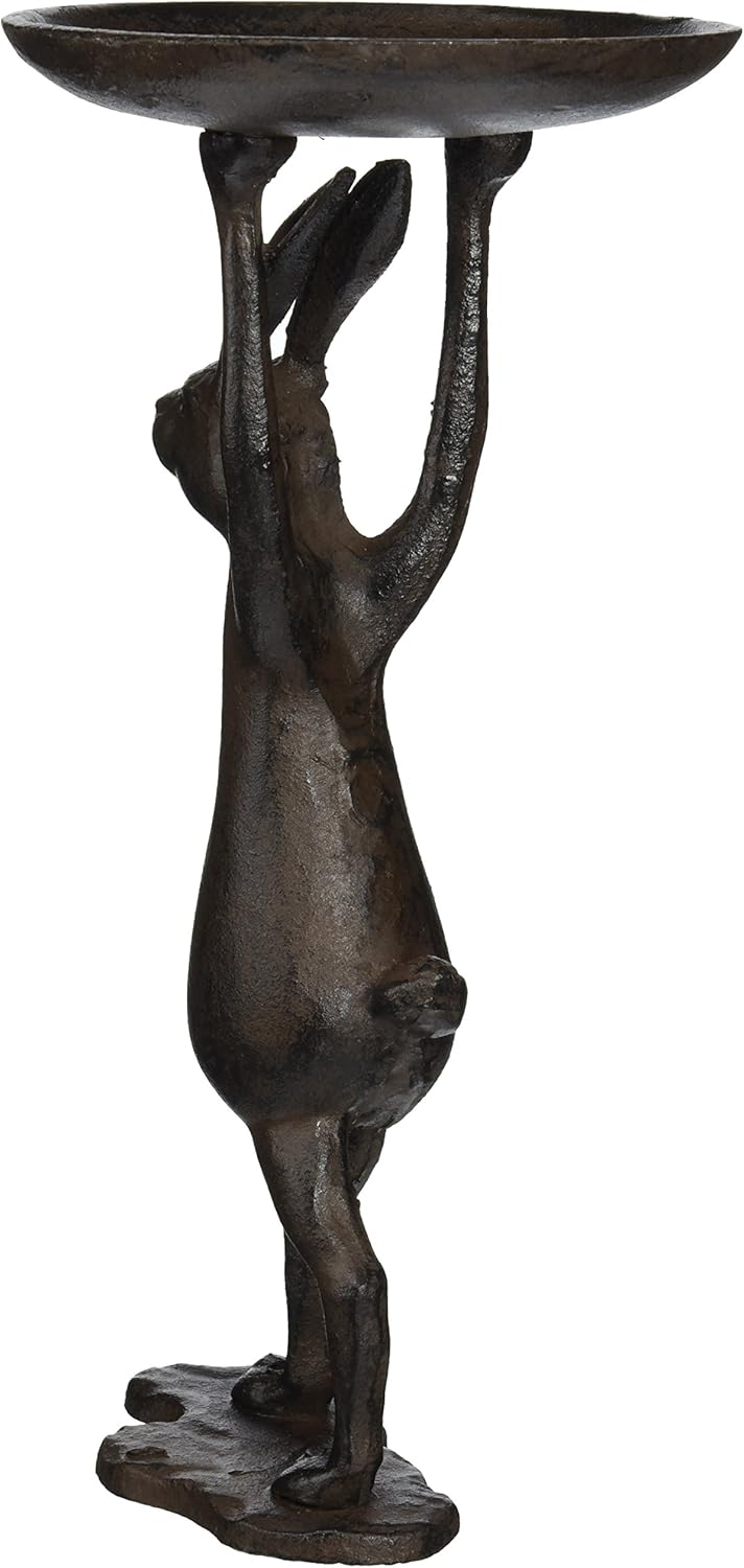 Creative Co-Op Cast Iron Rabbit Candleholder in Antiqued Bronze Finish