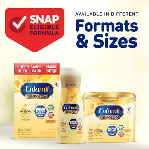 Enfamil NeuroPro Baby Formula, Milk-Based Infant Nutrition, MFGM* 5-Year Benefit, Expert-Recommended Brain-Building Omega-3 DHA, Exclusive HuMO6 Immune Blend, Non-GMO, 124.2 oz​