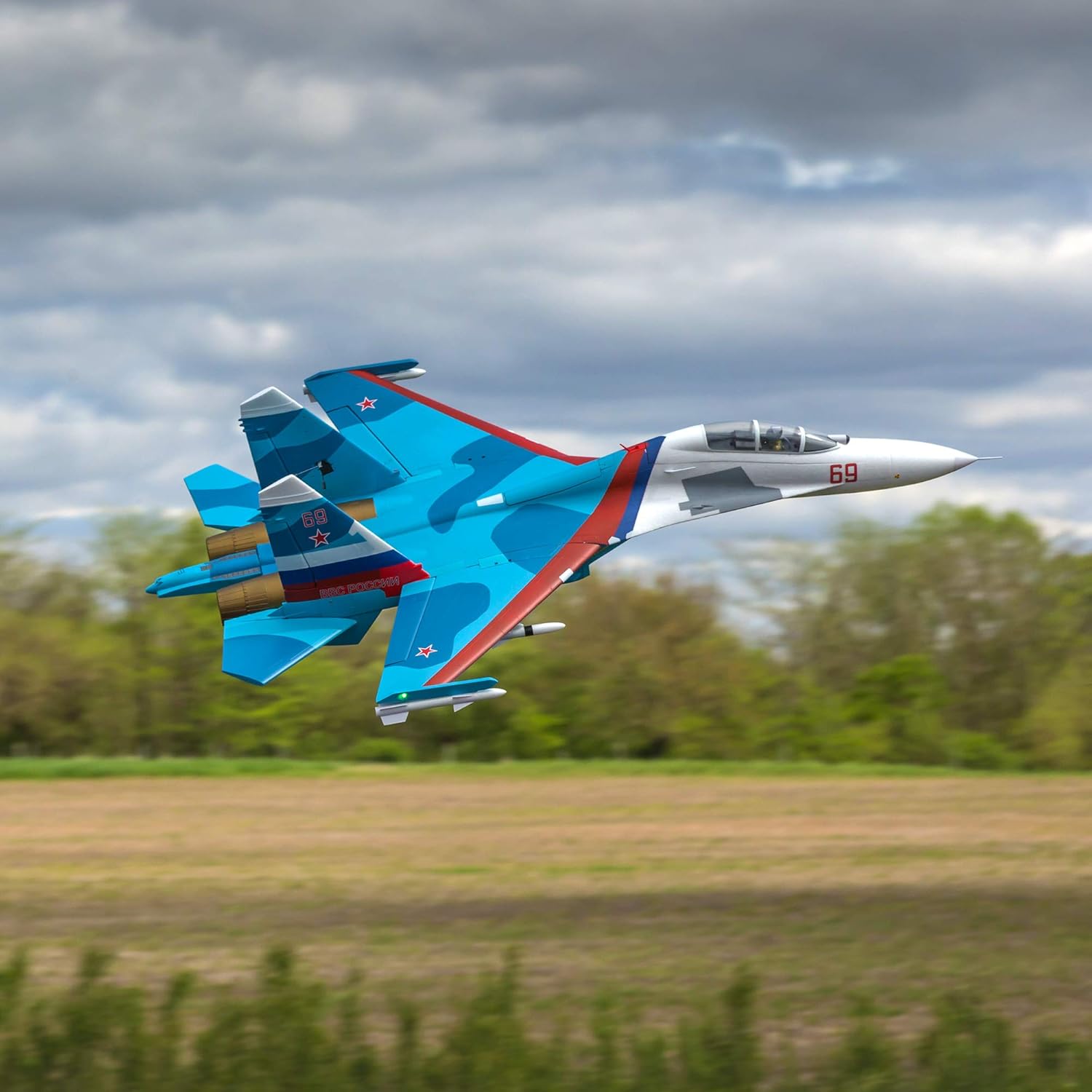 E-flite RC Airplane SU-30 Twin 70mm EDF BNF Basic (Transmitter, Battery and Charger not Included) with AS3X & Safe Select, 1100mm, EFL01050