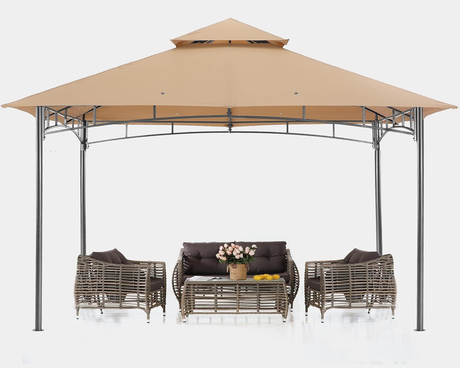 ABCCANOPY 8X 8 Gazebo , Outdoor Gazebo Canopy for Patio Garden Deck, Khaki