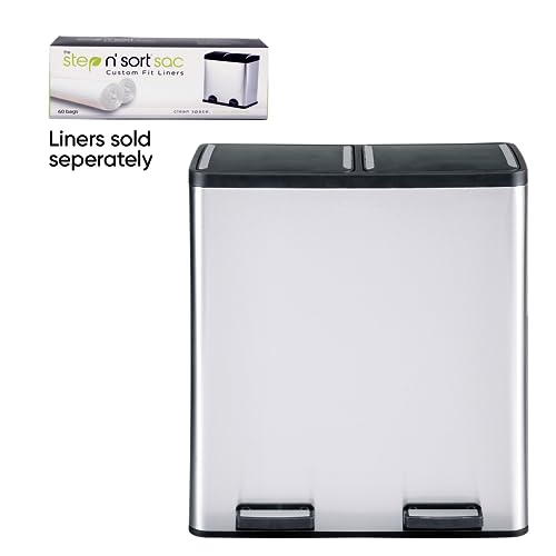 The Step N' Sort 18.5 Gallon Extra Large Capacity, Soft-Step, Dual Trash and Recycling Bin with Removable Inner Bins, Grey
