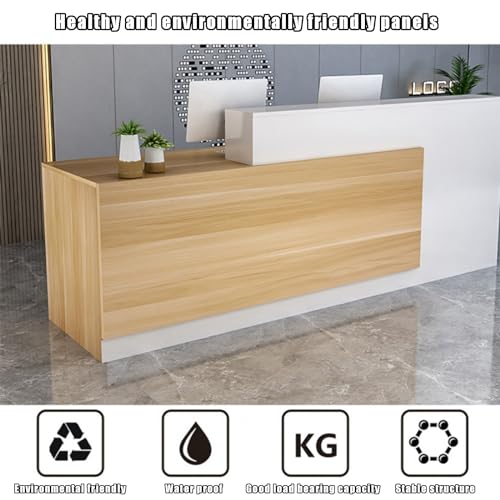 Reception Counter Desk, Front Counter Desk with Lockable Drawers, Modern Retail Counter, Wooden Computer Desk Reception Table, for Checkout Office/Beauty Salon/Lobby 160x60x100cm A-Left