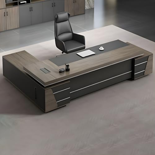 L-shape Office Desk with Locking Drawers and Cable Management, L Shape Executive Desk with File Cabinet Storage, Modern Wooden Computer Desk 79" L x 31.5" W x 29.5" H - Left Hand Return