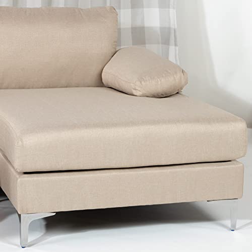 Casa Andrea Milano Modern Large Linen Fabric U-Shape Sectional Sofa, Double Extra Wide Chaise Lounge Couch