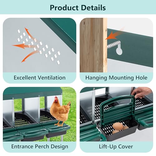 3-Tier Large Wooden Chicken Coop for 8-10 Chickens,Outdoor Walk-in Chicken Coop House with Run&Nesting Boxes,Hen House Poultry Pet Habitat Hutch Cage W/Pull Out Trays&Wire Fencing(95"×80"×83")