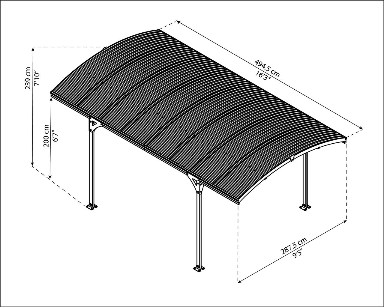 Palram - Canopia Atlas 5000 10' x 16' Carport - Gray/Bronze