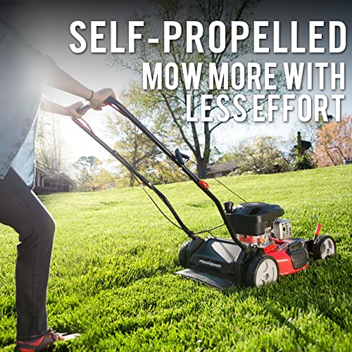 PowerSmart 21 in. Self Propelled Lawn Mower with Briggs and Stratton E550 140cc Gas Engine, 3-in-1 Mulch, Bag, Side Discharge Features, Adjustable Cutting Height, High Rear Wheels