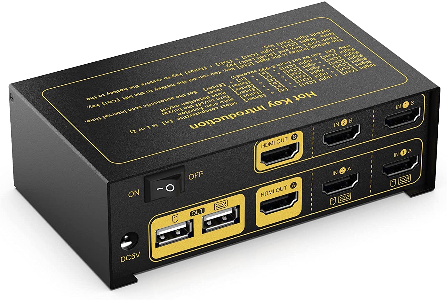 Rybozen HDMI KVM Switch 2 Port Dual Monitor Extended Display, 4K USB KVM Switch HDMI with Audio Microphone Output and USB 2.0 Hub, PC Monitor Keyboard Mouse Switcher Pack of 2