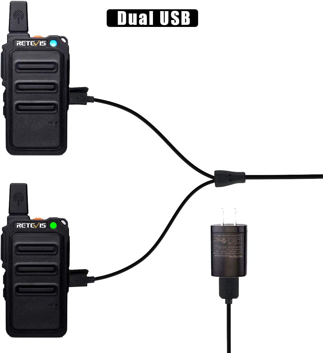 Retevis RT19 Walkie Talkies 20 Pack, Portable FRS Two Way Radios, Walkie Talkies for Adults, Small, Mini, Metal Clip, USB Rechargeable, for Commercial Business