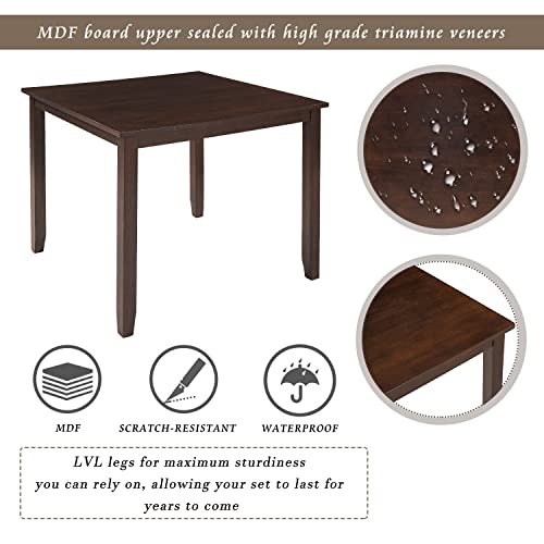 6 Piece Farmhouse Rectangular 72" Wood Dining Table Set, 4 Upholstered Chairs with Bench, Easy to Assemble, for Living, Guest Room, Home Bar and Kitchen, Espresso 11